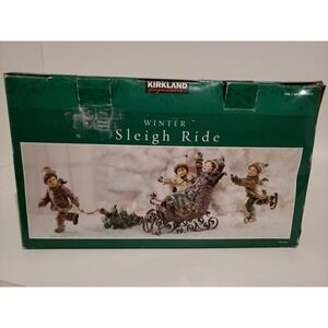 Kirkland Winter Kids Sleigh Ride Christmas Tabletop Centerpiece Set 4 pc